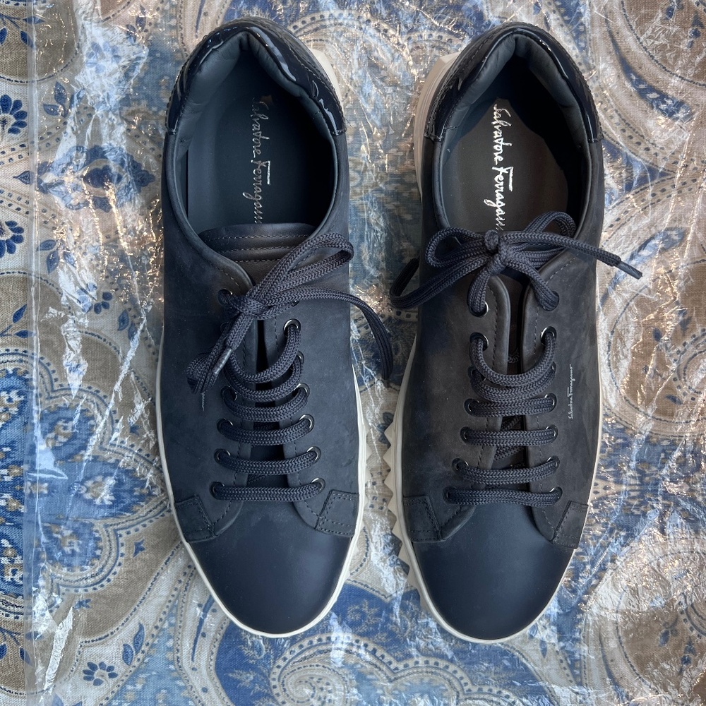 Salvatore Ferragamo Grey Marine Cube Sneaker